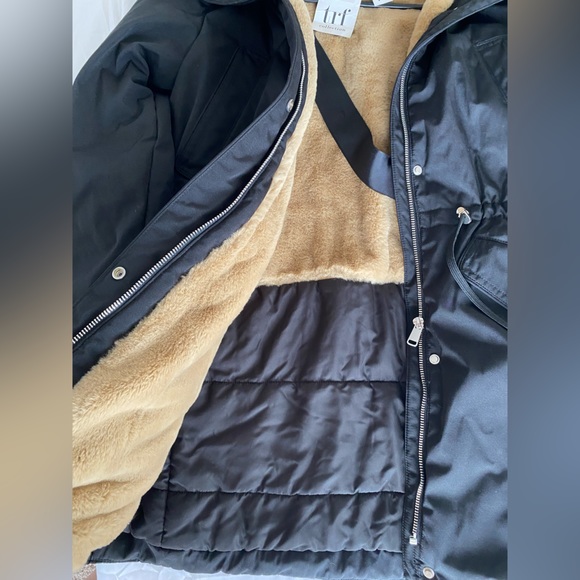 Zara Sorona DuPont thermal fill puffer coat parka jacket “NO faux fur” Black XS - Picture 14 of 16